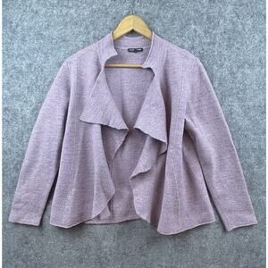 Eileen Fisher Sweater Womens Large Lavender Open Cardigan Cozy Quiet Luxury